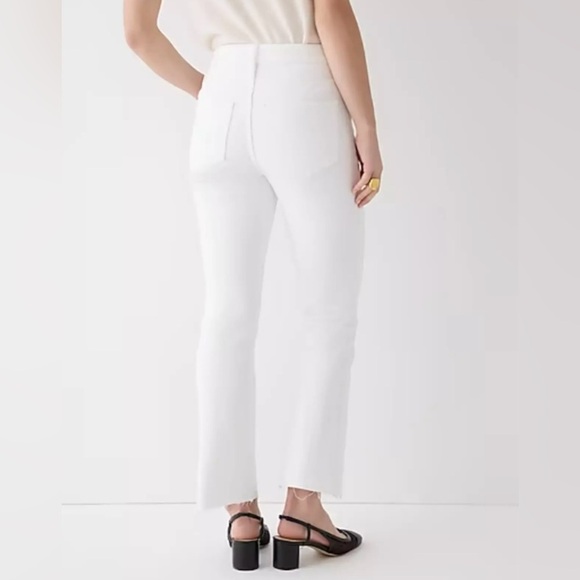 J.Crew Billie Demi Boot Crop Jeans Size 31 White Kick Flare Raw Hem - Picture 3 of 8
